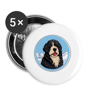 Friesische Wasserhundrasse Karikatur Kawaii Aquarell - Buttons groß 56 mm (5er Pack) - Weiß - Vorne