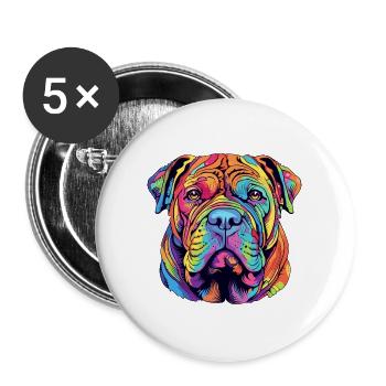 Shar Pei Hunderasse Aquarell Karikatur Kawaii Farbe - Buttons groß 56 mm (5er Pack) - Weiß - Vorne