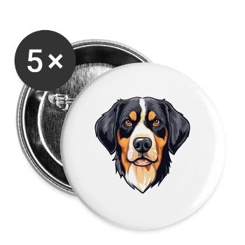 Entlebucher Sennenhund Rasse Aquarell Karikatur - Buttons groß 56 mm (5er Pack) - Weiß - Vorne