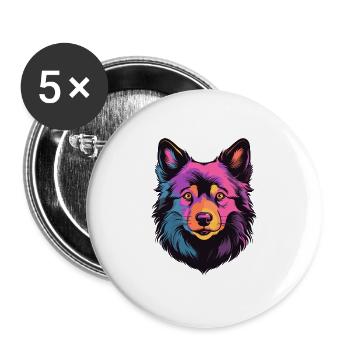 Schipperke Hunderasse Aquarell Karikatur Kawaii Col - Buttons groß 56 mm (5er Pack) - Weiß - Vorne