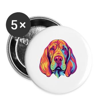 Bluthund Hunderasse Aquarell Karikatur Kawaii Col - Buttons groß 56 mm (5er Pack) - Weiß - Vorne
