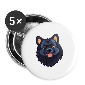 Schipperke Hunderasse Aquarell Karikatur Kawaii Cli - Buttons groß 56 mm (5er Pack) - Weiß - Vorne