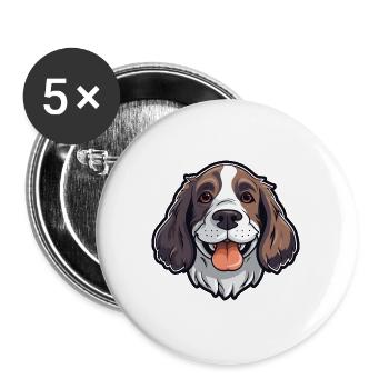 English Springer Spaniel Hunderasse Aquarellwagen - Buttons groß 56 mm (5er Pack) - Weiß - Vorne