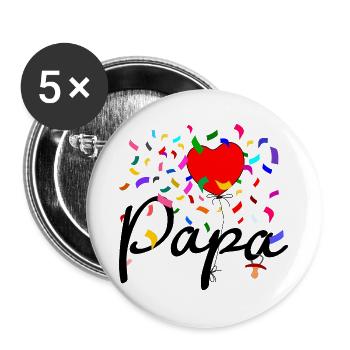 Papa Konfetti - Buttons groß 56 mm (5er Pack) - Weiß - Vorne
