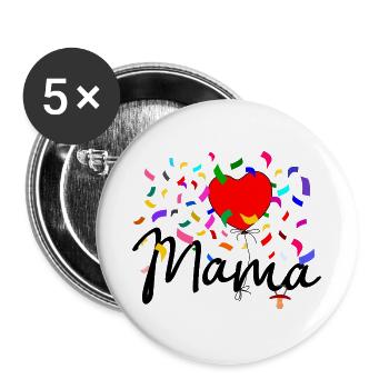 Mama Konfetti - Buttons groß 56 mm (5er Pack) - Weiß - Vorne