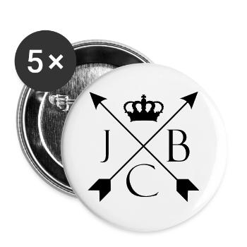 King Jacob Big Logo Krone und Pfeile schwarz - Buttons groß 56 mm (5er Pack) - Weiß - Vorne
