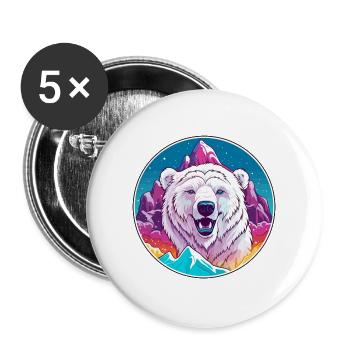 Eisbär Aquarell Karikatur Kawaii Haustier Tier Co - Buttons groß 56 mm (5er Pack) - Weiß - Vorne