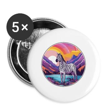 Zebra Aquarell Karikatur Kawaii Haustier Tier Farbefu - Buttons groß 56 mm (5er Pack) - Weiß - Vorne