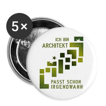 Architekt - Buttons groß 56 mm (5er Pack) - Weiß - Vorne