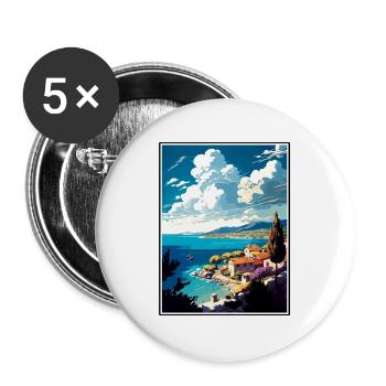 Insel Brac Kroatien Vintage Reiseposter Souvenir - Buttons groß 56 mm (5er Pack) - Weiß - Vorne
