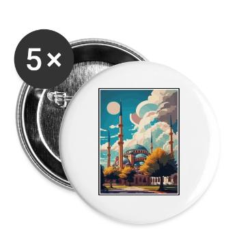 Edirne Türkei Vintage Reiseposter WPA Souvenir - Buttons groß 56 mm (5er Pack) - Weiß - Vorne