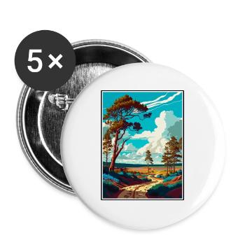 Hoge Veluwe Niederlande Vintage Reiseposter WPA - Buttons groß 56 mm (5er Pack) - Weiß - Vorne