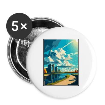 Almere Niederlande Vintage Reiseposter Souvenir - Buttons groß 56 mm (5er Pack) - Weiß - Vorne
