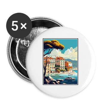 Cannes Frankreich Vintage Reiseposter WPA Souvenir - Buttons groß 56 mm (5er Pack) - Weiß - Vorne