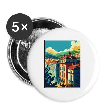 Bilbao Spanien Vintage Reiseposter WPA Souvenir - Buttons groß 56 mm (5er Pack) - Weiß - Vorne