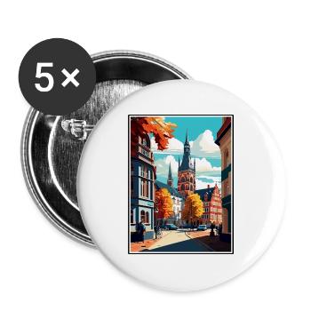 Darmstadt Deutschland Vintage Reiseposter Souvenir - Buttons groß 56 mm (5er Pack) - Weiß - Vorne