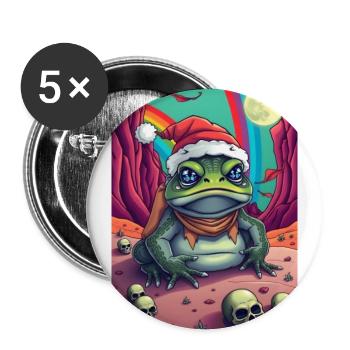 Frosch Santa im Wüstenland - Buttons groß 56 mm (5er Pack) - Weiß - Vorne