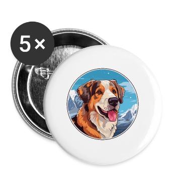 Akbash Hunderasse Karikatur Kawaii Aquarell - Buttons groß 56 mm (5er Pack) - Weiß - Vorne