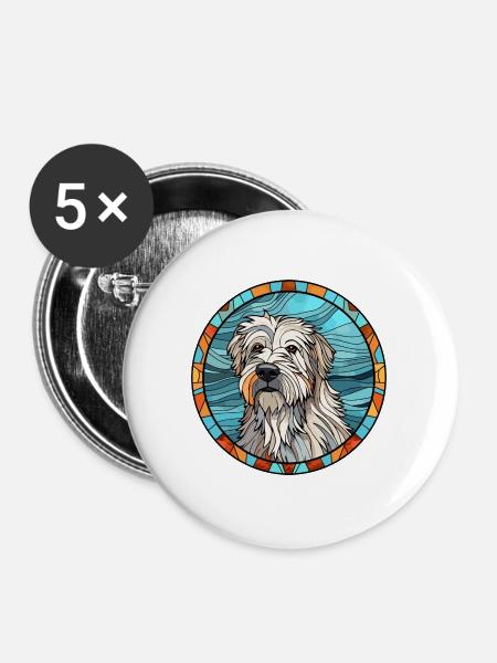 Pyrenäen-Schäferhund Hunderasse Buntes Glas - Buttons groß 56 mm (5er Pack) - Weiß