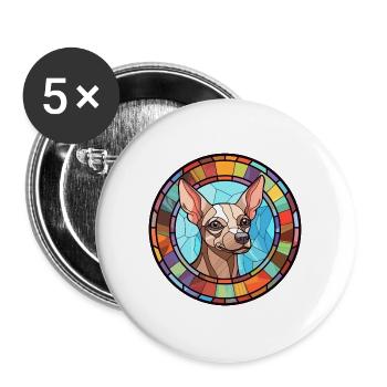 Peruanische haarlose Hunderasse Buntes Glas - Buttons groß 56 mm (5er Pack) - Weiß - Vorne