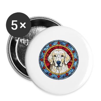Kuvasz Ungarische Hunderasse Buntglas Bunt - Buttons groß 56 mm (5er Pack) - Weiß - Vorne