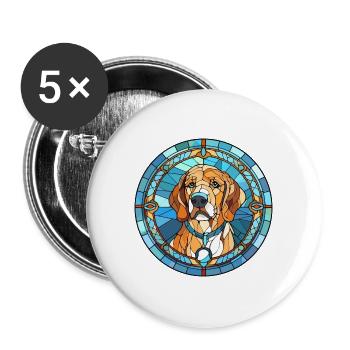 Deutscher Wachtelhund Hunderasse Buntglas Colo - Buttons groß 56 mm (5er Pack) - Weiß - Vorne