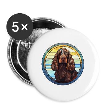 Boykin Spaniel Hund Rasse Buntes Glas Bunt Wa - Buttons groß 56 mm (5er Pack) - Weiß - Vorne