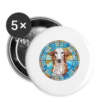 Barsoi Hund Rasse Buntes Glas Buntes Aquarell - Buttons groß 56 mm (5er Pack) - Weiß - Vorne