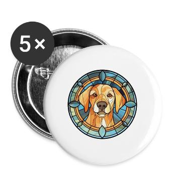 Billy Dog Rasse Buntes Glas Buntes Aquarell - Buttons groß 56 mm (5er Pack) - Weiß - Vorne