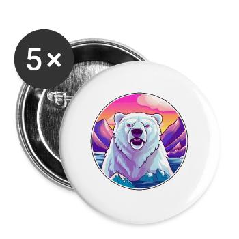 Eisbär Aquarell Karikatur Kawaii Haustier Tier Co - Buttons groß 56 mm (5er Pack) - Weiß - Vorne