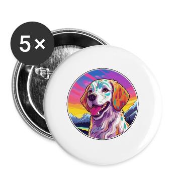 Akbash Hunderasse Karikatur Kawaii Aquarell - Buttons groß 56 mm (5er Pack) - Weiß - Vorne