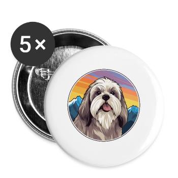 Tibetische Kyi Apso Hunderasse Karikatur Kawaii Watercol - Buttons groß 56 mm (5er Pack) - Weiß - Vorne
