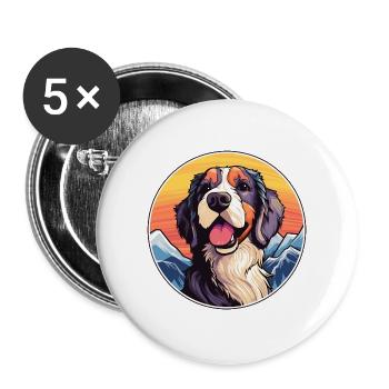 Stichelhaar Hunderasse Karikatur Kawaii Aquarell - Buttons groß 56 mm (5er Pack) - Weiß - Vorne