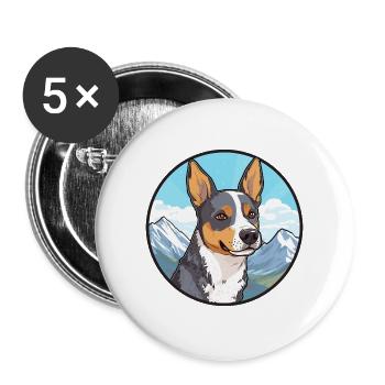 St Miguel Cattle Dog Rasse Cartoon Kawaii Watercol - Buttons groß 56 mm (5er Pack) - Weiß - Vorne