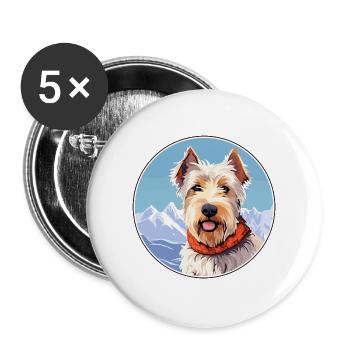 Sportliche Lucas Terrier Hunderasse Cartoon Kawaii Wa - Buttons groß 56 mm (5er Pack) - Weiß - Vorne
