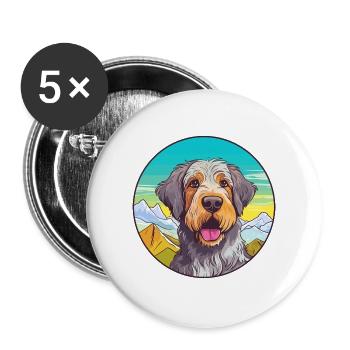 Slowakische Cuvac Hunderasse Karikatur Kawaii Aquarell - Buttons groß 56 mm (5er Pack) - Weiß - Vorne