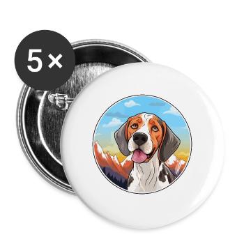 Serbischer Jagdhund Rasse Cartoon Kawaii Aquarell - Buttons groß 56 mm (5er Pack) - Weiß - Vorne