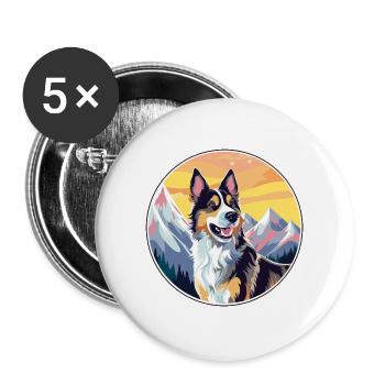 Schweizer Laufhund Hunderasse Cartoon Kawaii Waterc - Buttons groß 56 mm (5er Pack) - Weiß - Vorne
