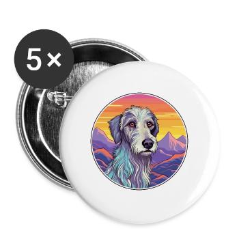 Scottish Deerhound Hunderasse Cartoon Kawaii Waterc - Buttons groß 56 mm (5er Pack) - Weiß - Vorne