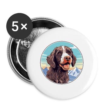 Pudelpointer Hunderasse Cartoon Kawaii Aquarell - Buttons groß 56 mm (5er Pack) - Weiß - Vorne