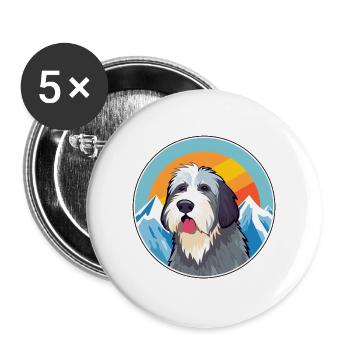 Picardie Schäferhund Hund Rasse Cartoon Kawaii Watercol - Buttons groß 56 mm (5er Pack) - Weiß - Vorne