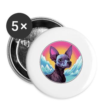 Peruanische haarlose Hunderasse Cartoon Kawaii Waterco - Buttons groß 56 mm (5er Pack) - Weiß - Vorne