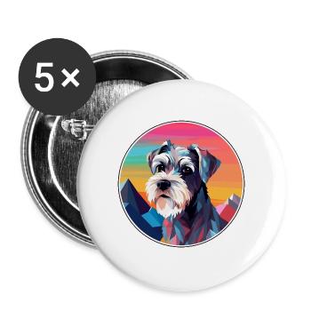 Mittelschnauze Hunderasse Karikatur Kawaii Aquarell - Buttons groß 56 mm (5er Pack) - Weiß - Vorne