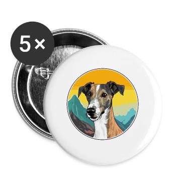 Lurcher Hunderasse Karikatur Kawaii Aquarell - Buttons groß 56 mm (5er Pack) - Weiß - Vorne