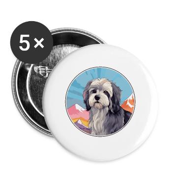 Lowchen Hunderasse Karikatur Kawaii Aquarell - Buttons groß 56 mm (5er Pack) - Weiß - Vorne