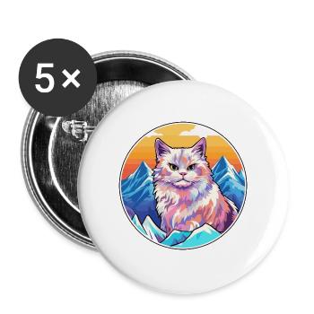 Deutsche Rex-Katze Bunte Karikatur Aquarell Illustration - Buttons groß 56 mm (5er Pack) - Weiß - Vorne