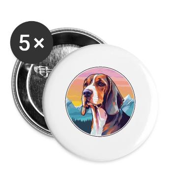 Litauischer Jagdhund Rasse Cartoon Kawaii Watercol - Buttons groß 56 mm (5er Pack) - Weiß - Vorne