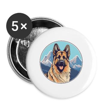Karst Schäferhund Rasse Cartoon Kawaii Aquarell - Buttons groß 56 mm (5er Pack) - Weiß - Vorne