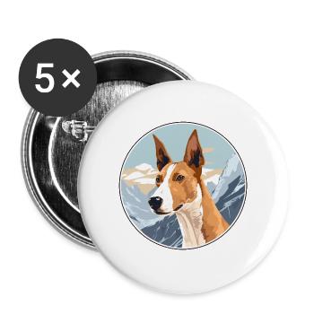 Ibizan Hound Hund Rasse Cartoon Kawaii Aquarell - Buttons groß 56 mm (5er Pack) - Weiß - Vorne