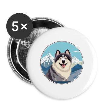 Hokkaido Hunderasse Karikatur Kawaii Aquarell - Buttons groß 56 mm (5er Pack) - Weiß - Vorne